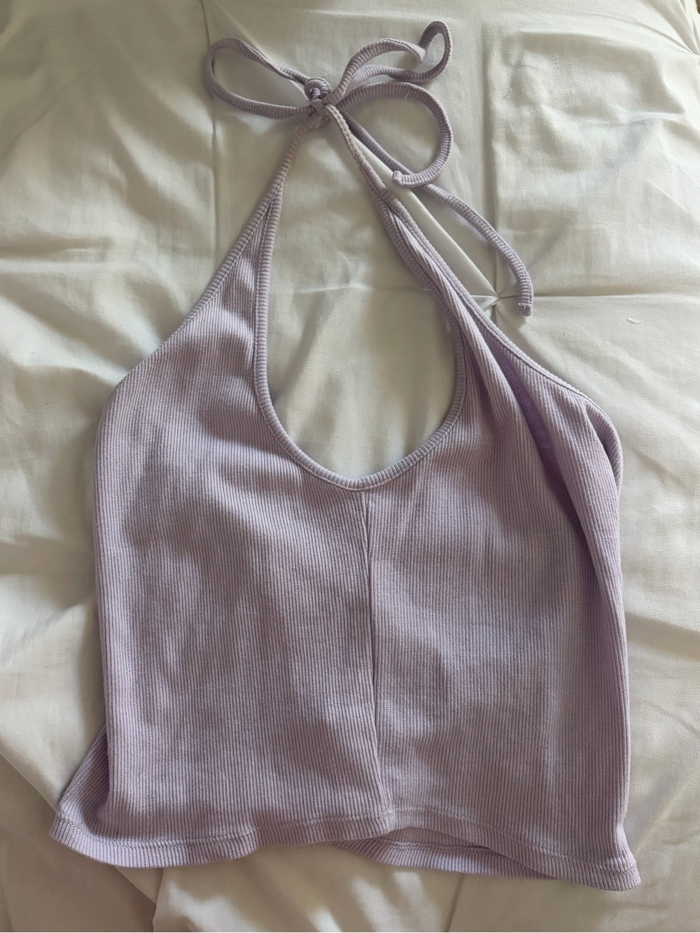 Pacsun Lilac Ribbed Halter Crop tank Top with tie